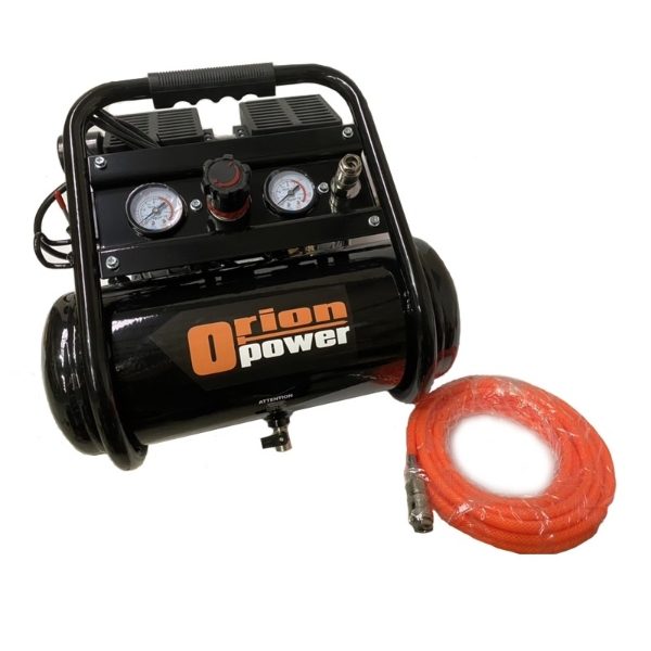 OIL FREE & LOW NOISE AIR COMPRESSOR (240v) WITH 5m AIRLINE & COUPLINGS